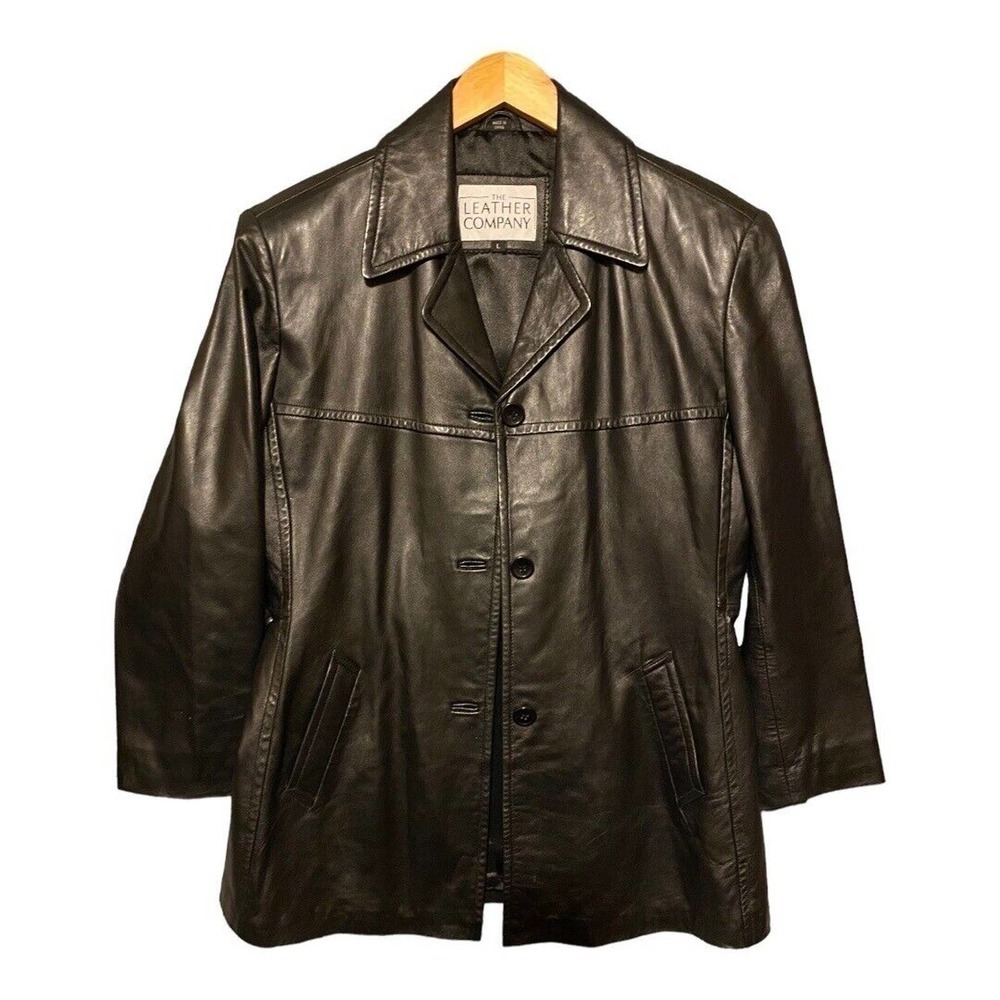 The Leather Company Men BLACK LEATHER BLAZER SIZE Large SOFT